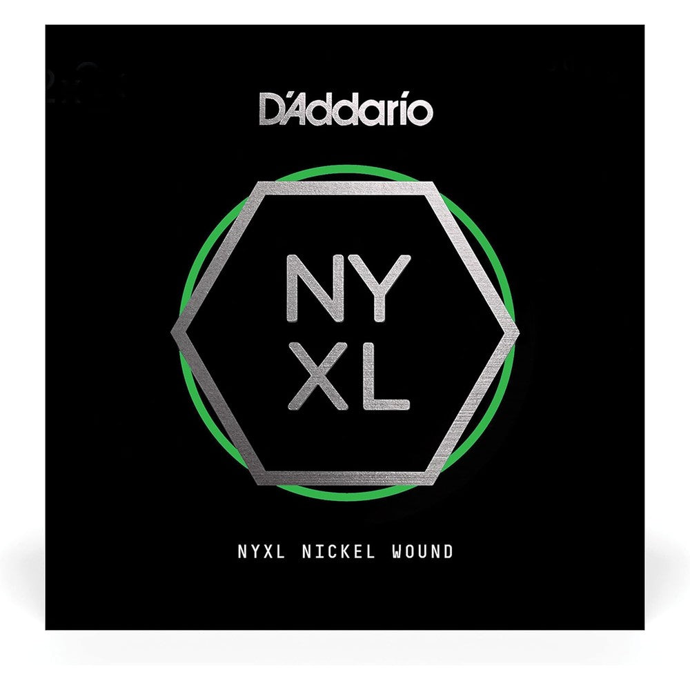 D'Addario NYXL Nickel Wound Electric Guitar Single String front view package showcasing point zero four six gauge replacement string