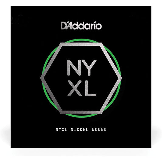 D'Addario NYXL Nickel Wound Electric Guitar Single String front view package showcasing point zero four six gauge replacement string