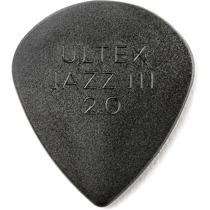 Jim Dunlop Ultex Jazz III two millimeter guitar pick front view showing the iconic sharp tip