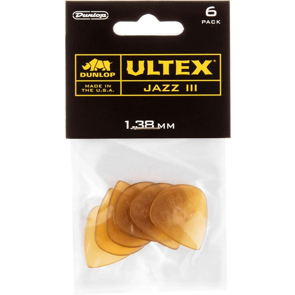 Jim Dunlop Ultex Jazz III guitar pick six pack front view packaging
