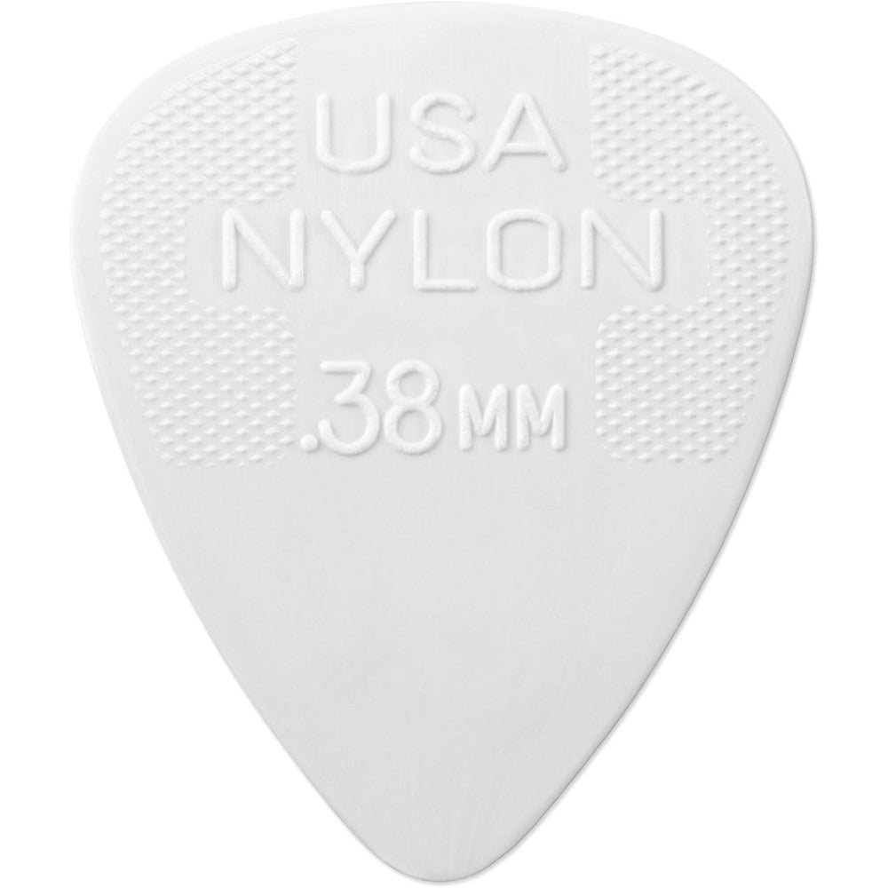 Jim Dunlop Nylon Standard Guitar Pick 12 pack front view showing the off-white color and thin profile.