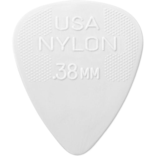 Jim Dunlop Nylon Standard Guitar Pick 12 pack front view showing the off-white color and thin profile.