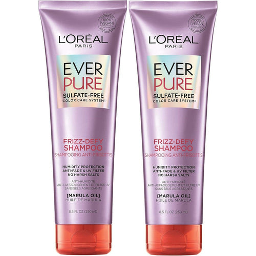 L'Oreal Paris EverPure Sulfate Free Frizz Defy Shampoo twin pack front view