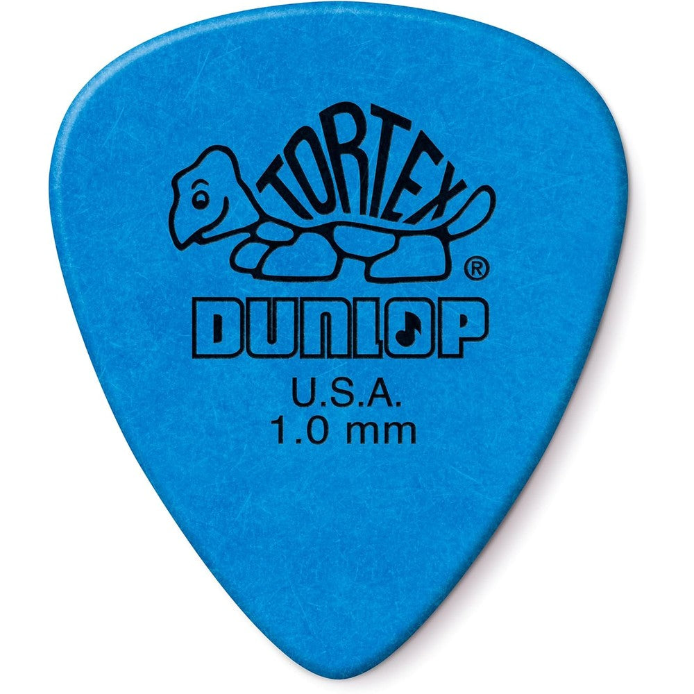 Jim Dunlop Tortex Standard 1.0mm guitar pick pack of twelve front view authentic blue musical accessories.
