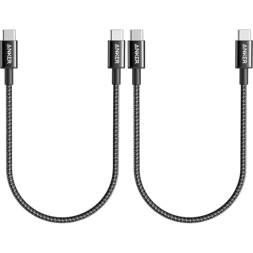 Anker USB C to USB C charging cable pack front view showcasing durable braided design.
