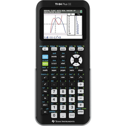 Texas Instruments TI-84 Plus CE graphing calculator front view showing color screen display