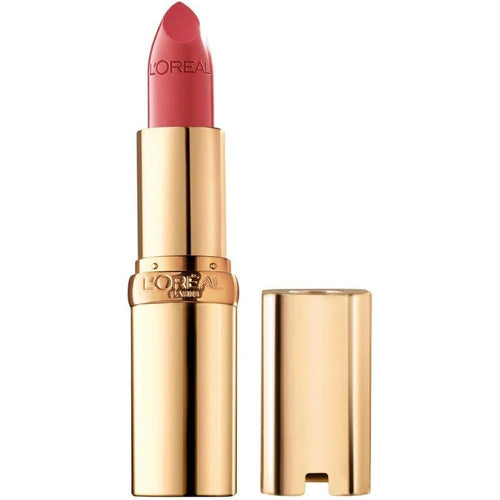 L'Oreal Paris Colour Riche Satin Lipstick in Everbloom front view showing gold packaging