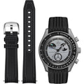 REBANDACE silicone strap for MoonSwatch front view sleek premium black replacement band