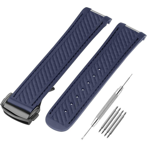 SANDEIN silicone watch band compatible with Omega Seamaster front view premium replacement strap