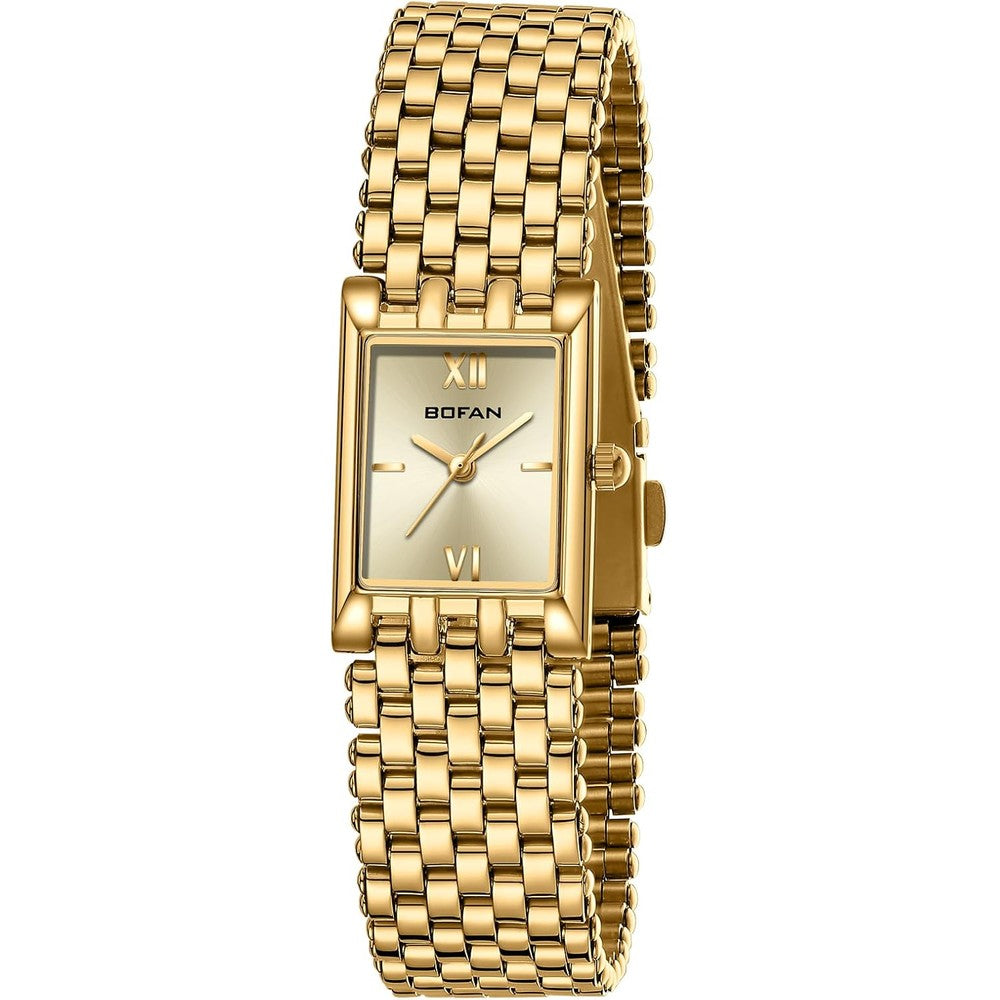 BOFAN gold watch for women luxury ladies quartz wrist watch front view