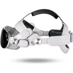 Eslick Elite Head Strap for Apple Vision Pro front view showing the white ergonomic balancing design.