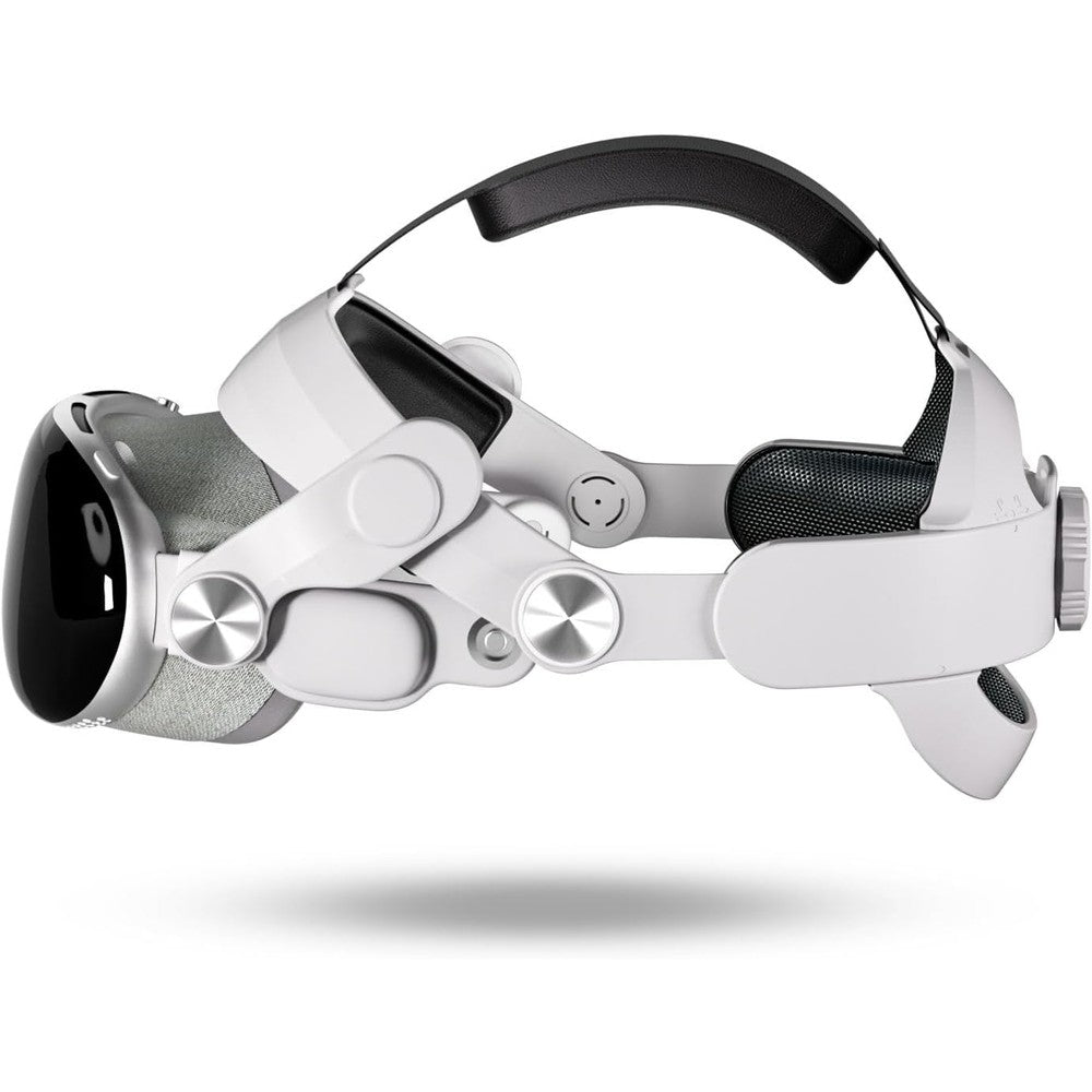 Eslick Elite Head Strap for Apple Vision Pro front view showing the white ergonomic balancing design.