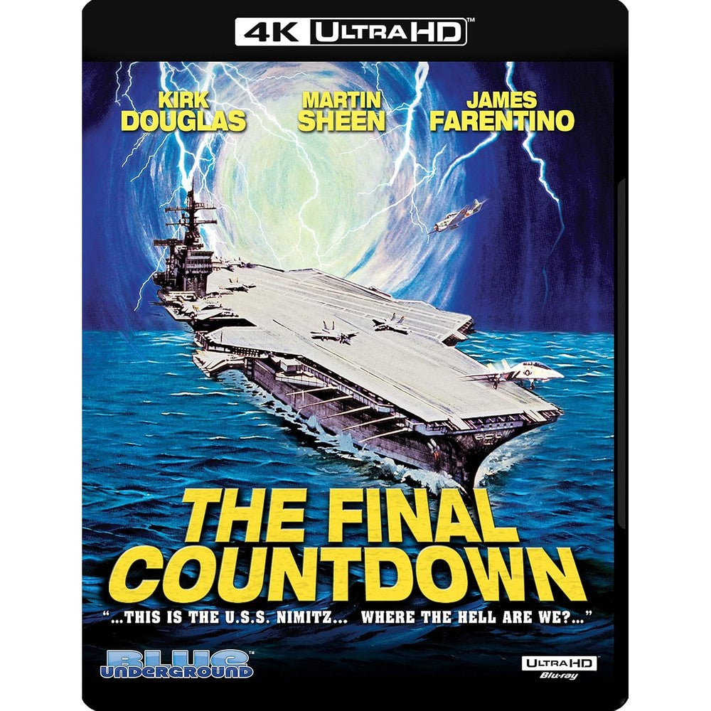 Blue Underground The Final Countdown 1980 4K Ultra HD Blu-Ray case front view with artwork featuring aircraft carrier
