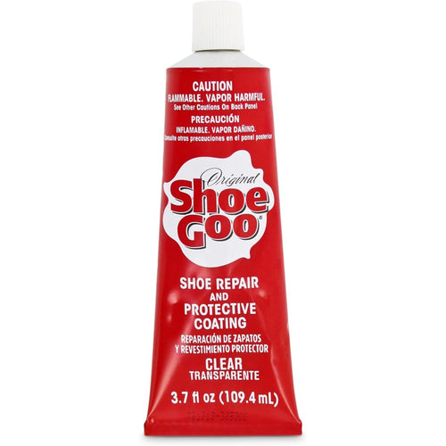 Sof Sole Shoegoo shoe repair adhesive tube front view showcasing clear waterproof formula packaging.