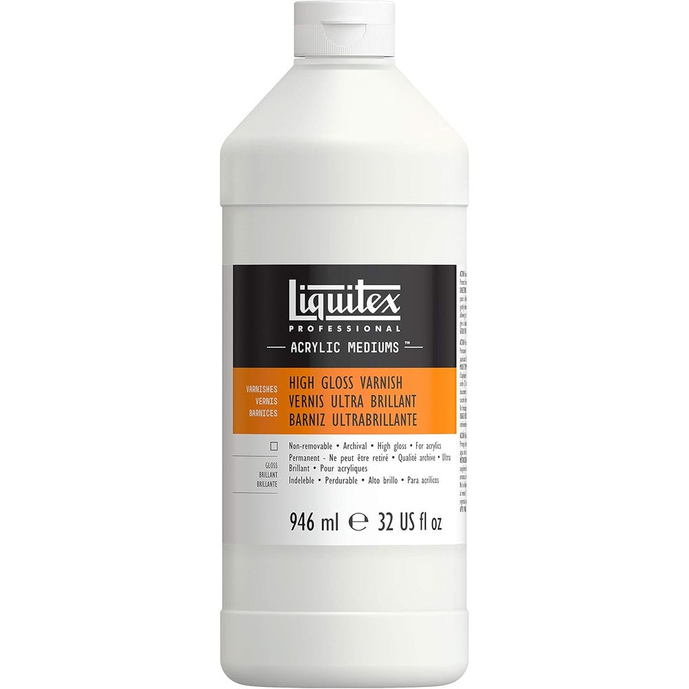 Liquitex Professional High Gloss Varnish 32 Ounce front view bottle for acrylic artists
