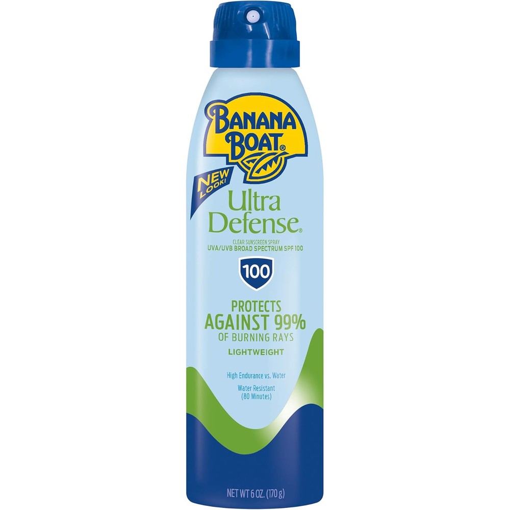 Banana Boat Ultra Defense Clear Sunscreen Spray SPF 100 6 Ounce front view