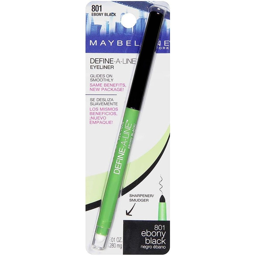 Maybelline Define-A-Line matte pencil eyeliner Ebony Black front view