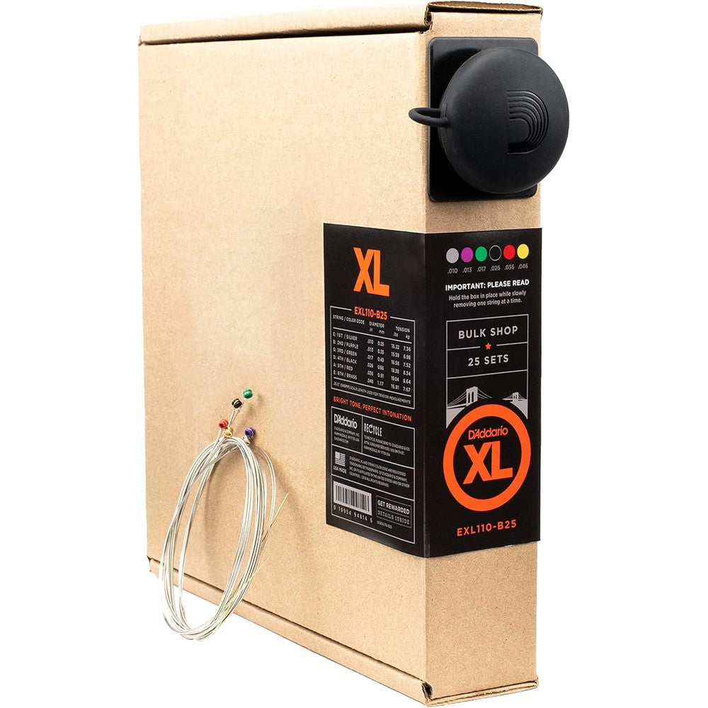 D'Addario EXL110-B25 Nickel Wound Electric Guitar Strings Regular Light 10-46 Gauge Bulk Workshop Pack 25 Sets