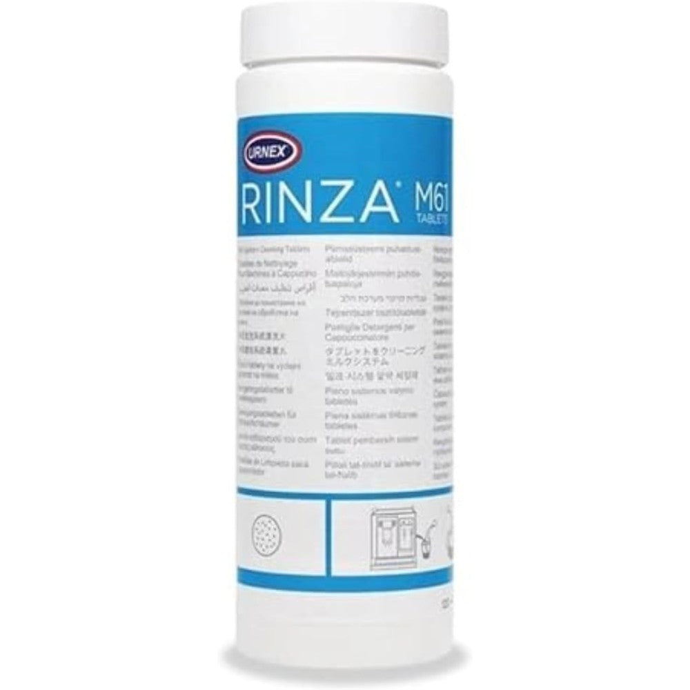 Urnex URN3301 Rinza Milk Cleaning Tablets 120 count bottle front view espresso machine cleaner