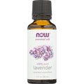 NOW Foods 100% Pure Lavender Essential Oil 1 Ounce bottle front view showing the product label