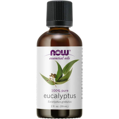 Now Foods Eucalyptus Essential Oil 2 fluid ounce front view bottle for aromatherapy