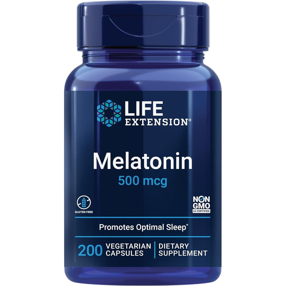 Life Extension Melatonin 500 Micrograms For Gentle Sleep Support And Circadian Rhythm Regulation 200 Vegetarian Capsules