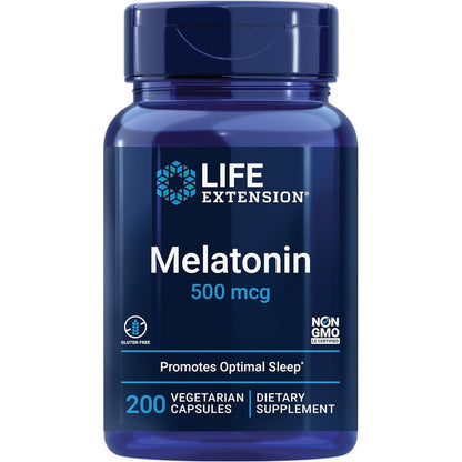 Life Extension Melatonin 500 Micrograms For Gentle Sleep Support And Circadian Rhythm Regulation 200 Vegetarian Capsules