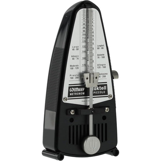 Wittner 836 Taktell Piccolo mechanical metronome front view in black finish.
