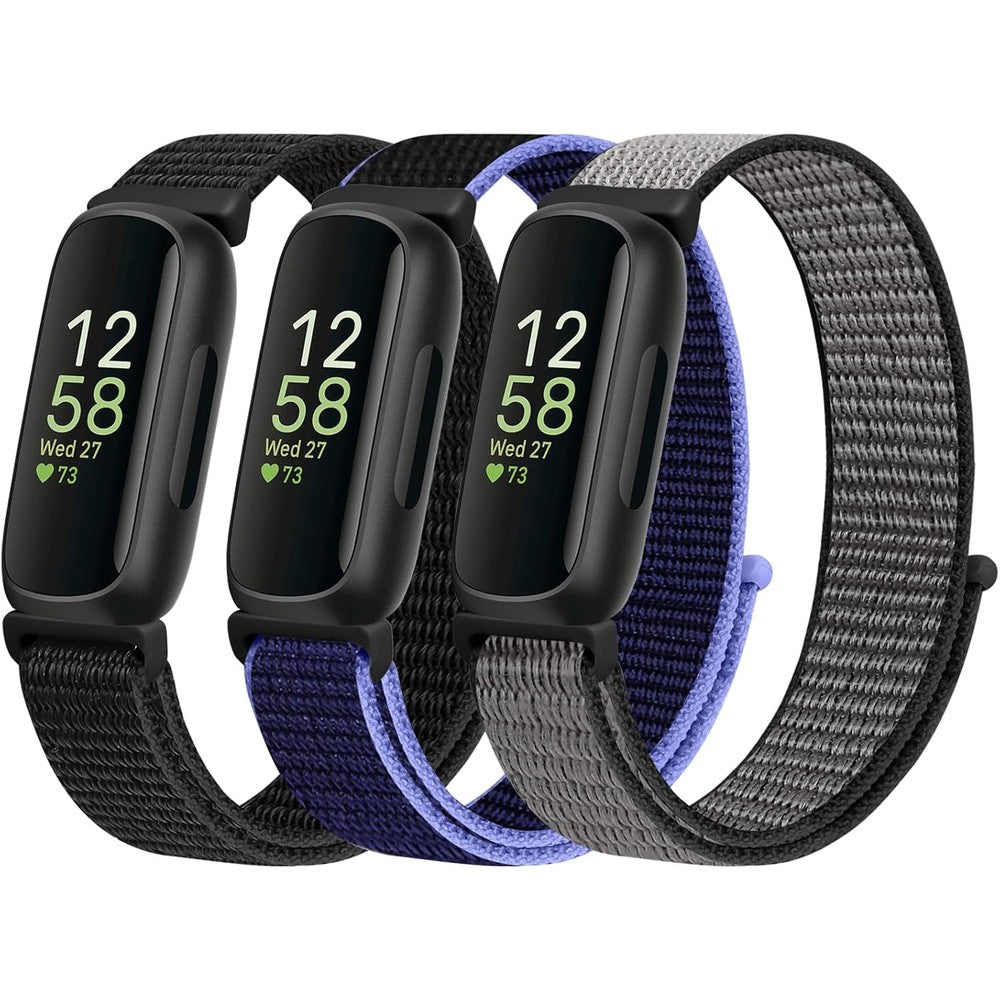 WNIPH nylon bands for Fitbit Inspire 3 front view showing midnight blue color strap.