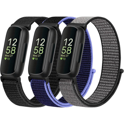 WNIPH nylon bands for Fitbit Inspire 3 front view showing midnight blue color strap.