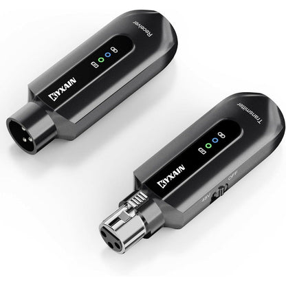 KYXAIN wireless microphone transmitter receiver front view plug-on XLR adapter set