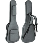 MUZNOTE electric guitar bag front view showing grey premium rainproof fabric.