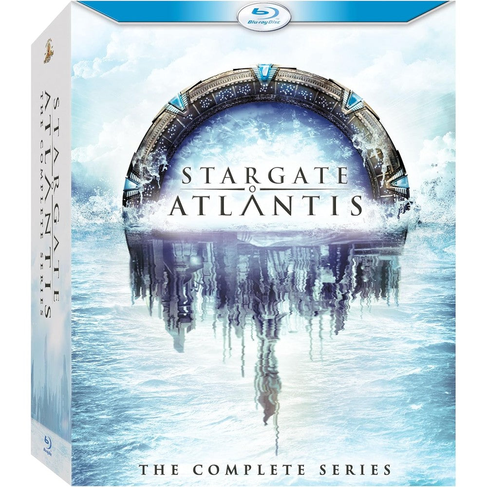 MGM Stargate Atlantis The Complete Series Blu-ray box set front view showing authentic sci-fi collection packaging
