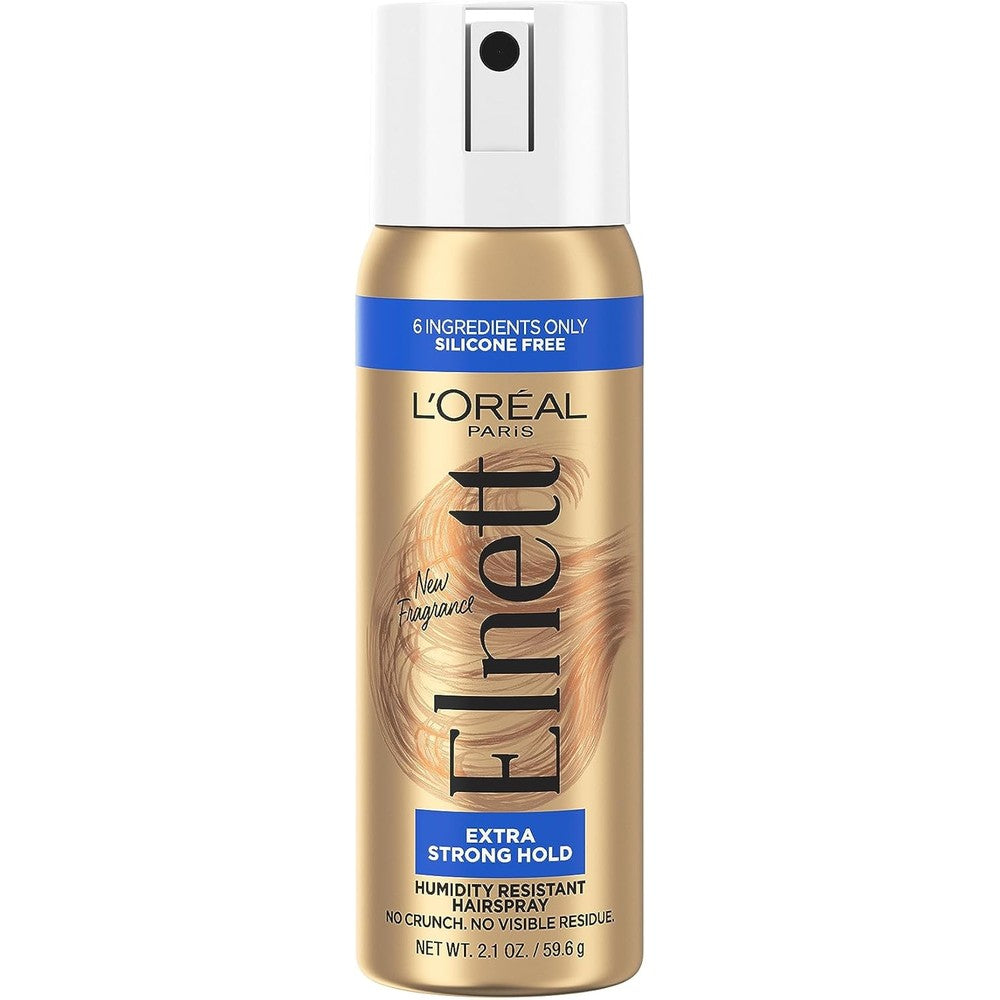 L'Oreal Paris Elnett Satin Hairspray Extra Strong Hold front view travel size bottle