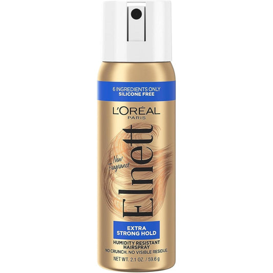 L'Oreal Paris Elnett Satin Hairspray Extra Strong Hold front view travel size bottle