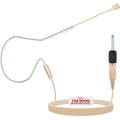 Pyle Pro PMEM1 over ear boom microphone headset front view showcasing the sleek beige design.