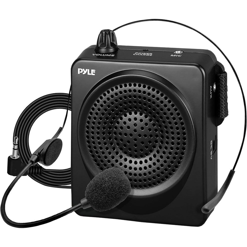 Pyle Portable PA Speaker and Voice Amplifier front view showcasing compact waistband design