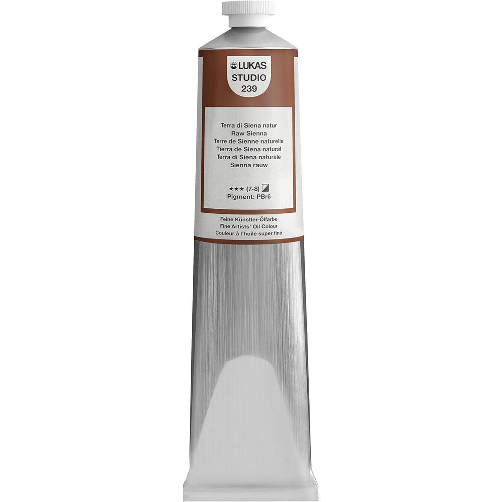 Lukas Studio Artist Oil Color Raw Sienna 200 Millilitres front view tube