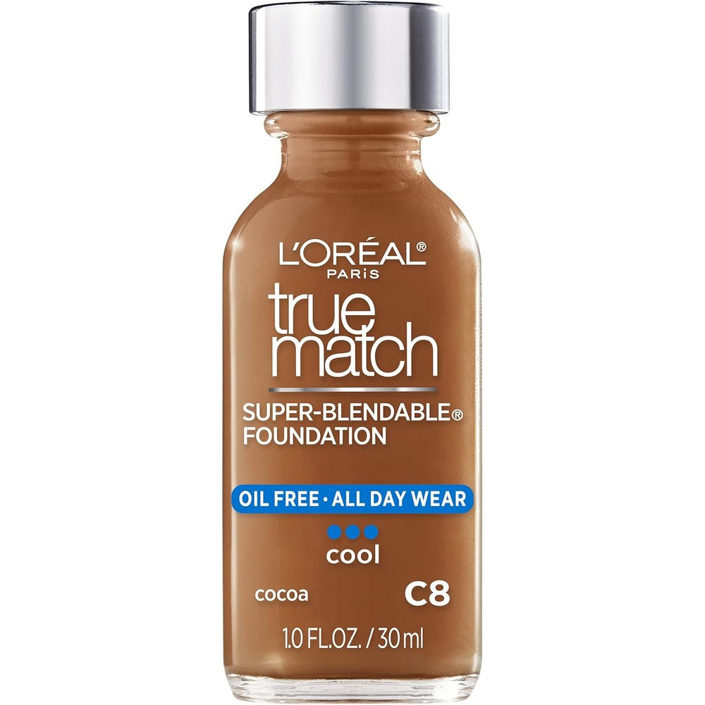L'Oreal Paris True Match Super-Blendable Liquid Foundation Cocoa C8 front view premium imported makeup