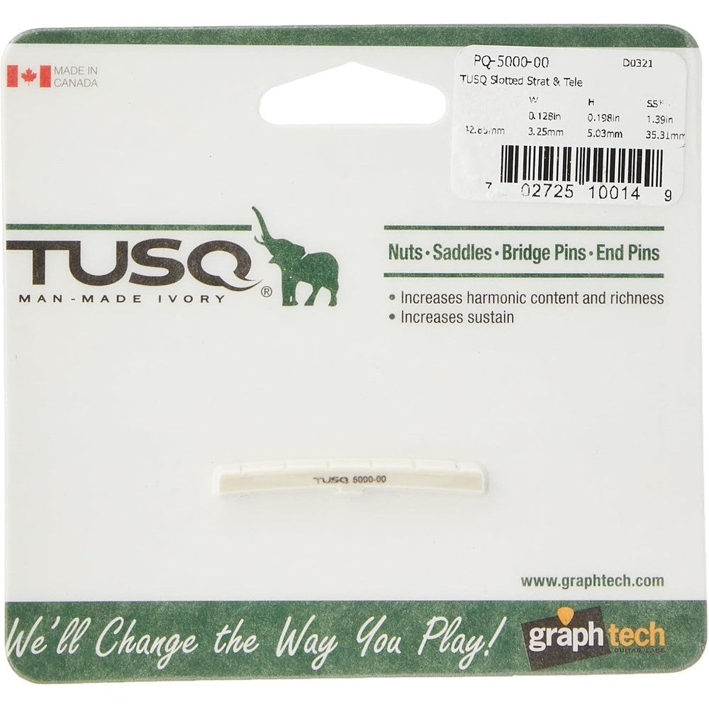 Graph Tech Guitar Labs TUSQ slotted guitar nut model PQ-5000-00 front view upgrade accessory