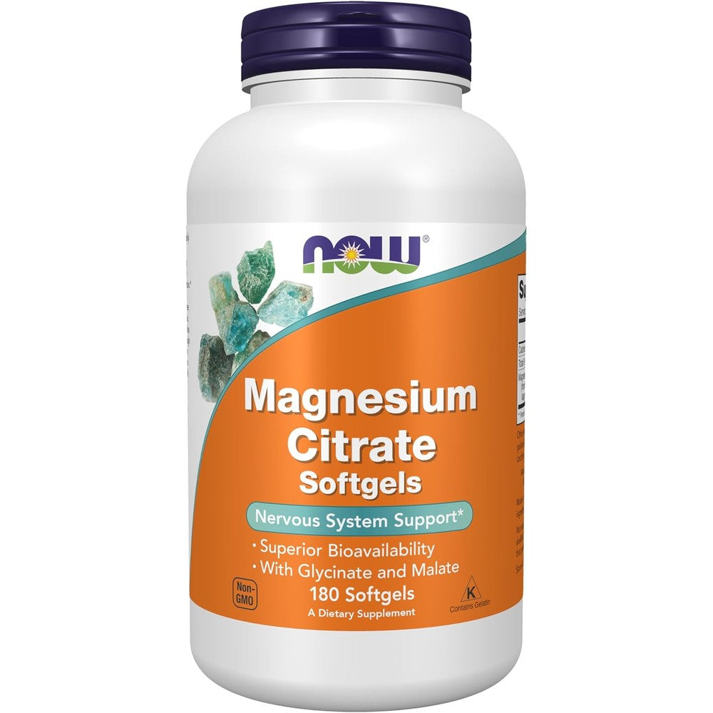 Now Foods Magnesium Citrate With Glycinate And Malate Superior Bioavailability Four Hundred Milligrams For Energy Support One Hundred Eighty Softgels