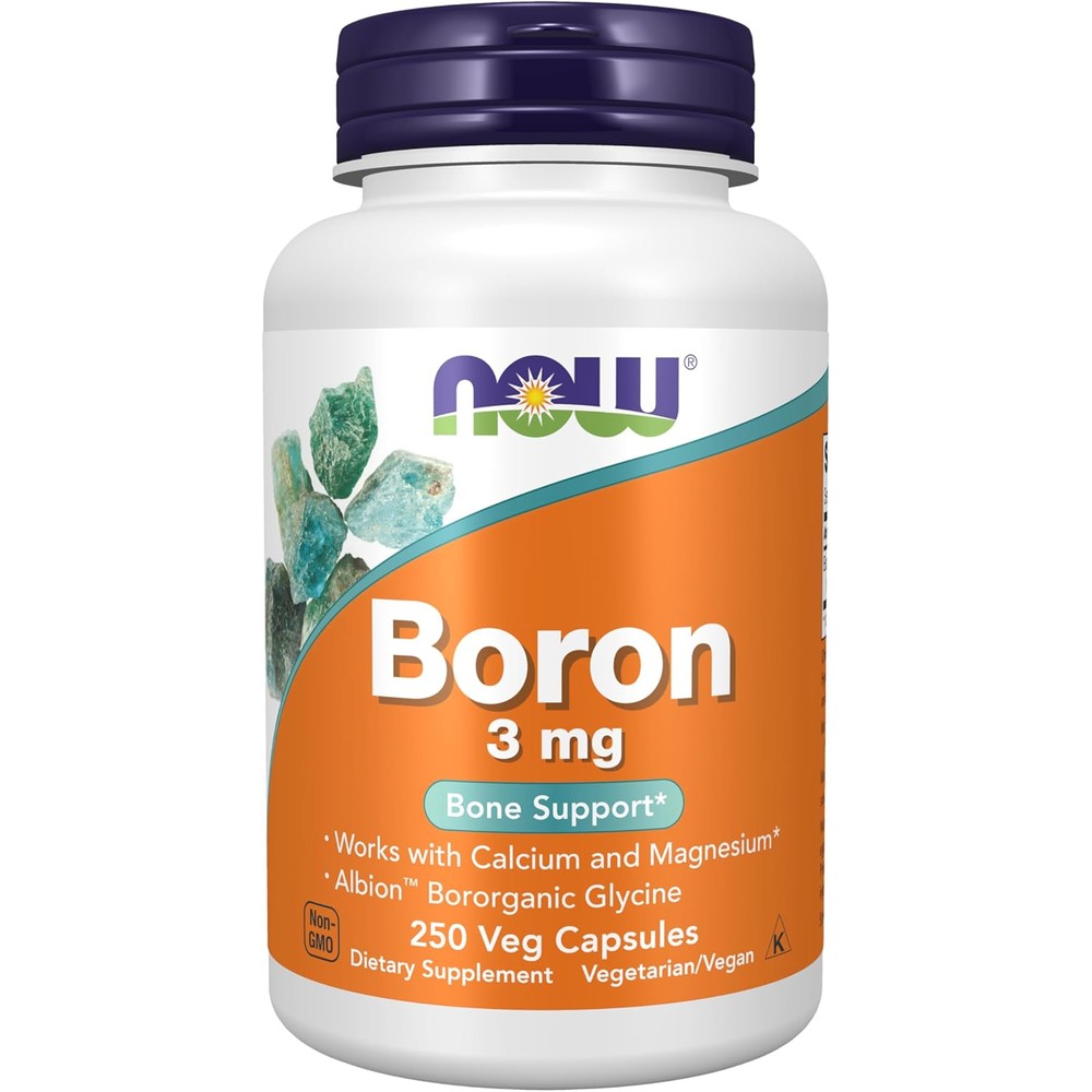 Now Foods Boron 3 Milligram Joint And Bone Support Supplement Formulated With Albion Bororganic Glycine 250 Vegetarian Capsules