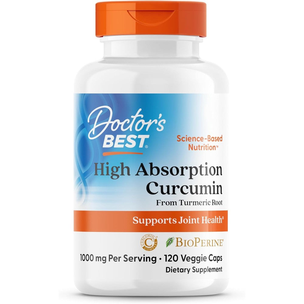 Doctor's Best High Absorption Turmeric Curcumin 1000 Milligrams Supplement For Joint Support, 120 Capsules