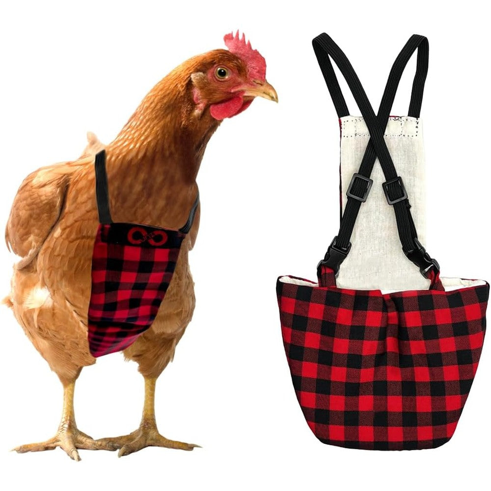 Uni Infinity chicken diapers front view featuring red and black plaid pattern