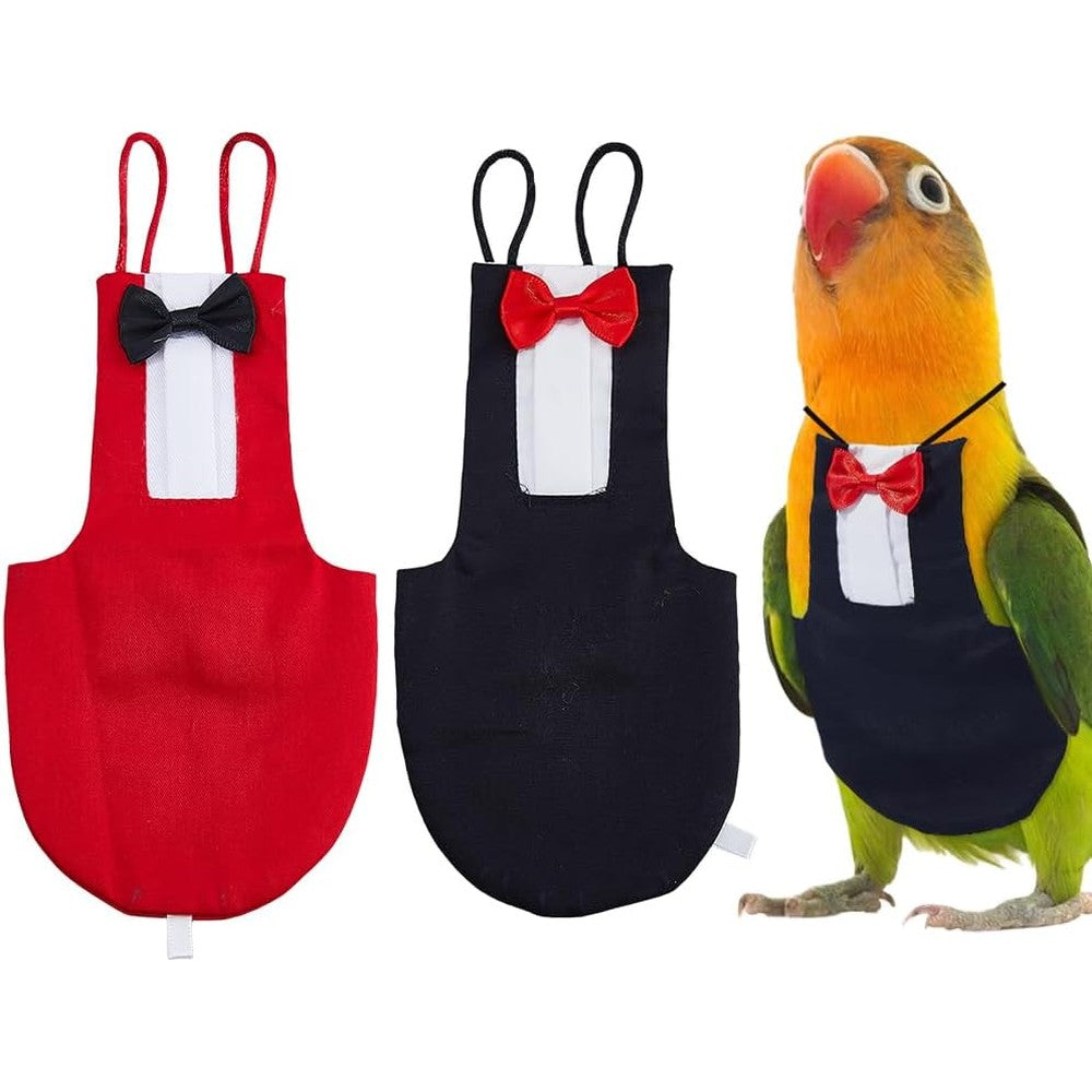 SUPERFINDINGS Two Pieces Two Colors Parrot Flying Nappy Bird Diaper Harness Reusable Cockatiel Tuxedo Flight Suit Costume Two Count