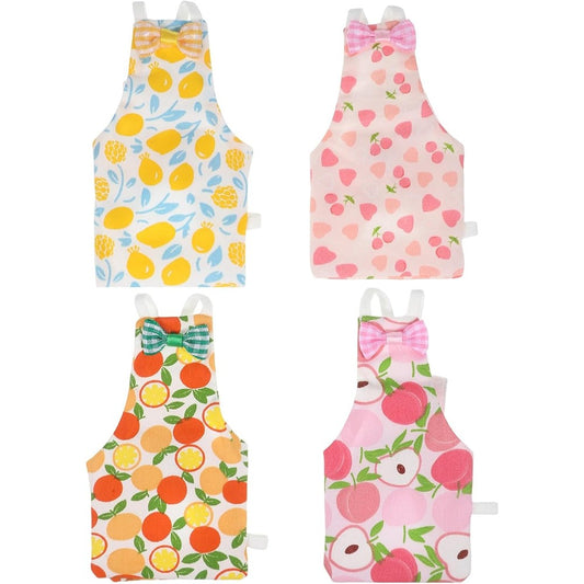 LXUEJIE 4 Piece Parrot Diaper Reusable Pet Bird Flight Suit With Waterproof Inner Layer Washable Adjustable Yellow Lemon Pattern Size Large