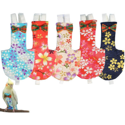 QBLEEV Bird Diaper Cute Printed Parrot Flight Suit Reusable Pigeon Pants Washable Nappy Costume Color1 Extra Large 5 Piece Pack