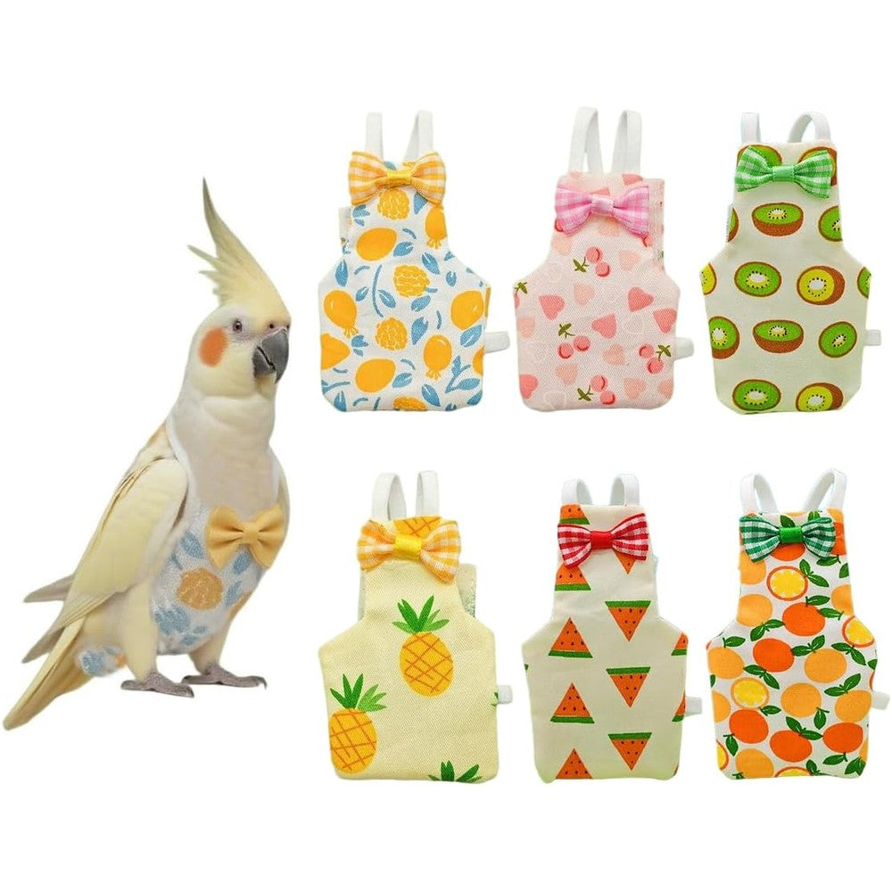 QBLEEV Bird Diaper Flight Suit Reusable Parrot Nappy With Adjustable Elastic Straps Yellow Chicken Pattern Size Small Pack Of 6