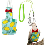 Homedy Crafts pigeon diaper harness front view showing mint green color and lemon pattern.