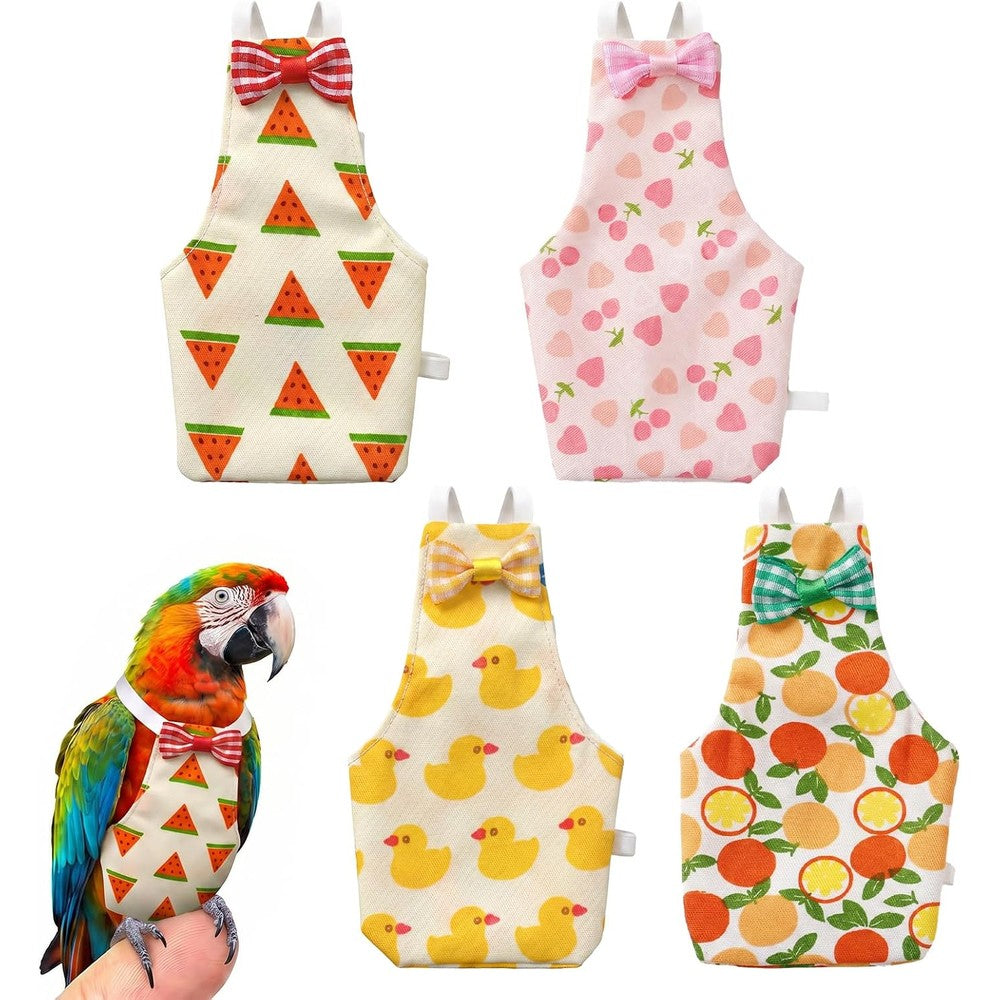 LXUEJIE Jeffdad 4 Pieces Bird Diapers Reusable Parrot Nappy Flight Suit With Waterproof Inner Layer For Cockatiels And Conures Size Large